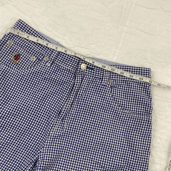 Vintage Tommy Hilfiger Blue Checkered High Waisted Cotton Shorts size 12 - Picture 6 of 8